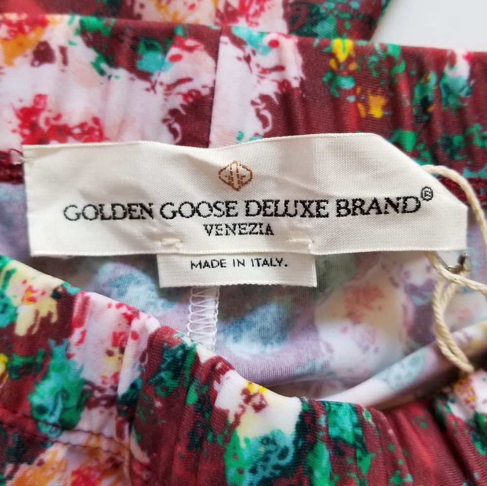 Golden Goose Floral Print Leggings Size Medium Maroon Multicolor - Picture 5 of 7